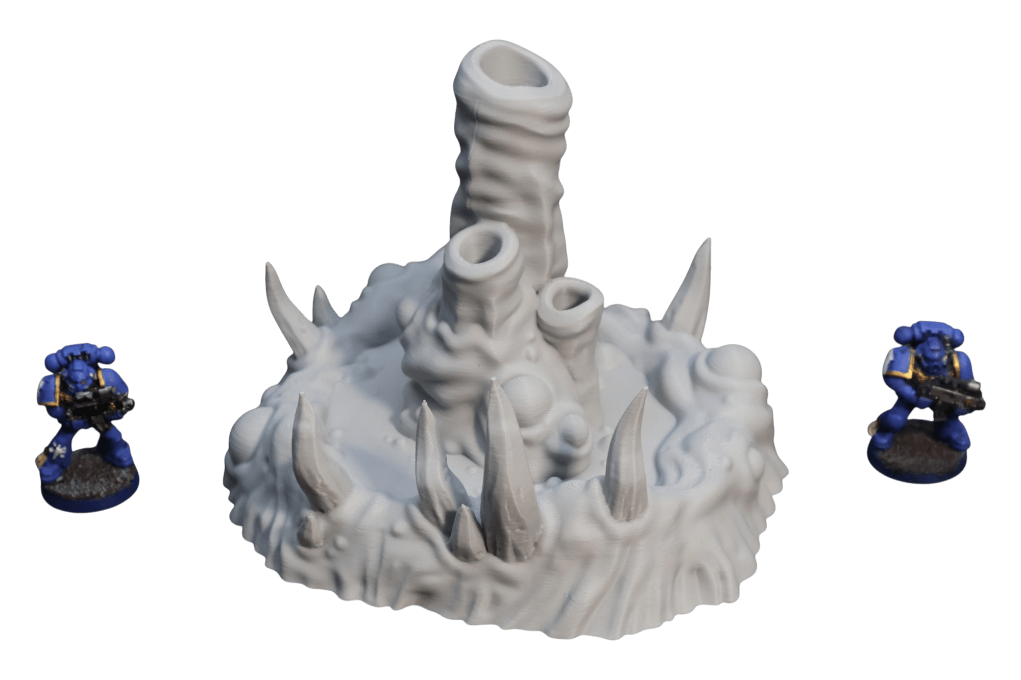 Alien and Organic Terrain for Wargaming display with miniature figures on an organic battlefield.