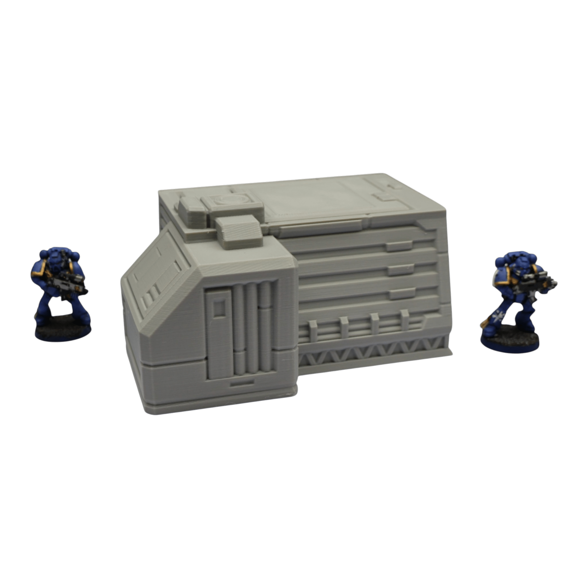 Futuristic Terrain and Scenery for Wargaming featuring a sci-fi building and figurines