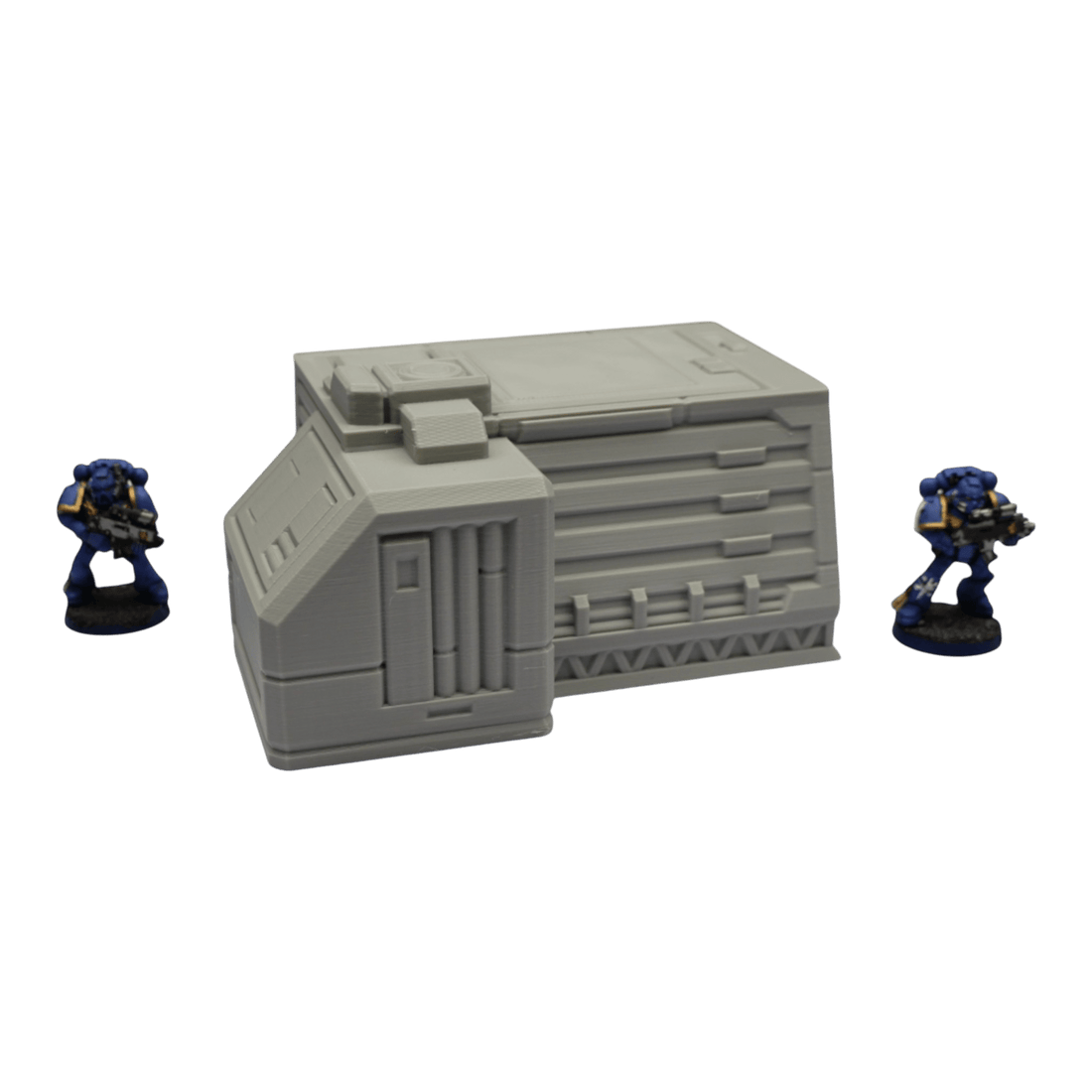 Futuristic Terrain and Scenery for Wargaming featuring a sci-fi building and figurines