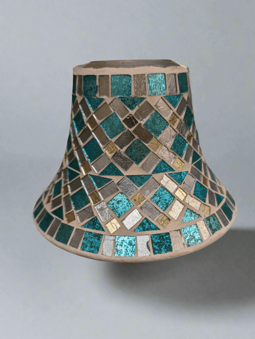 Picture of a beautiful blue mosaic candle shade