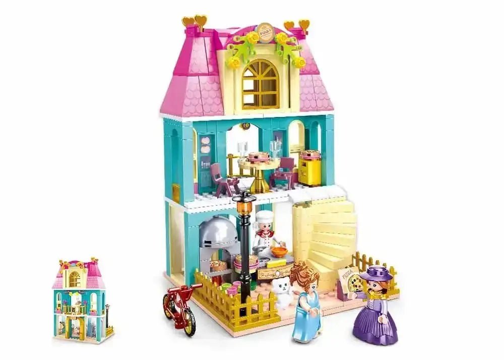 Educational Fun: Girl's Dream Village Pizza Parlour Building Brick Set