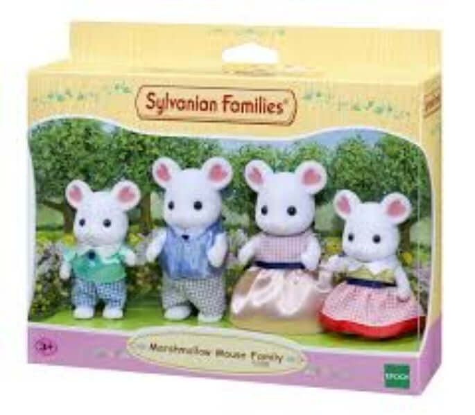 Sylvanian Families Marshmallow Mouse Family flocked figures