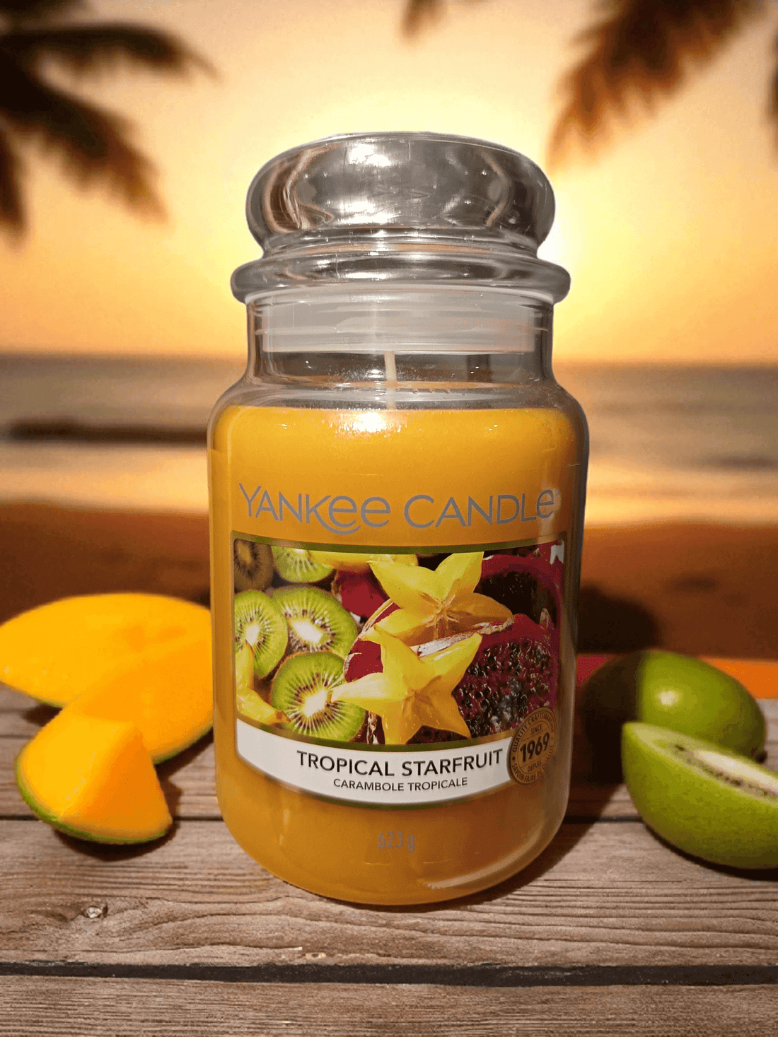 Yankee Candle large jars featuring Tropical Starfruit fragrance, highlighting Candle Safety Tips for Families: Essential Guide for UK Homes.