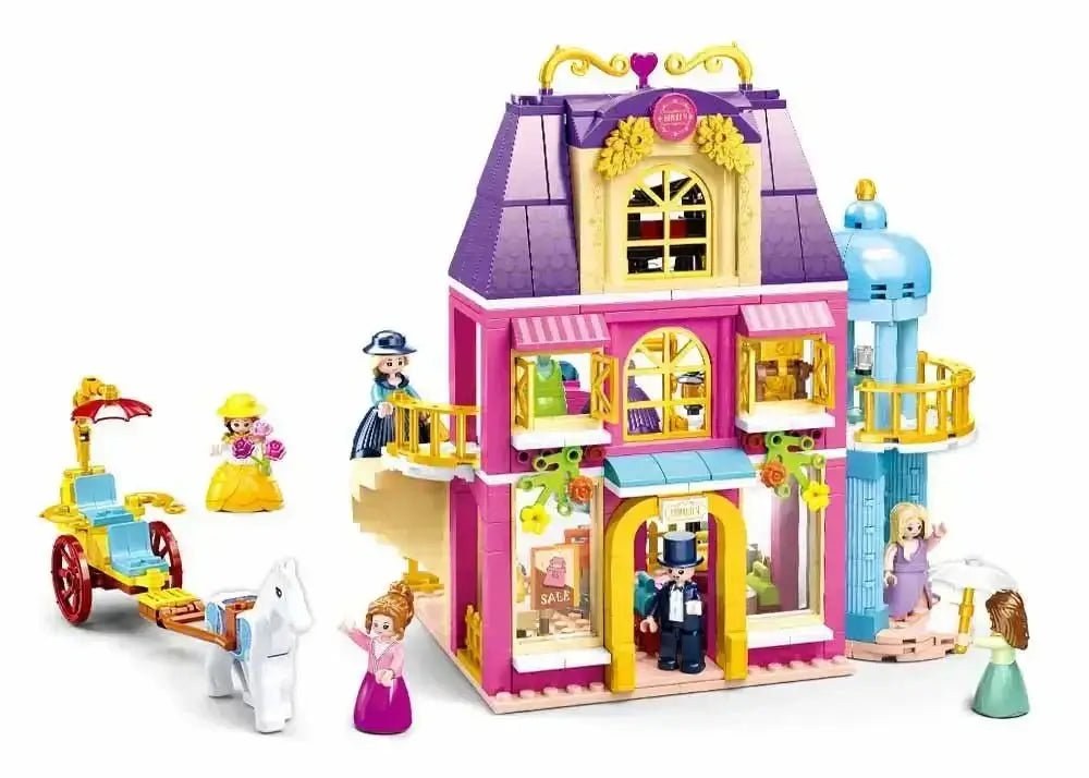 Explore the girls dream village with this colorful department store playset and charming figurines.