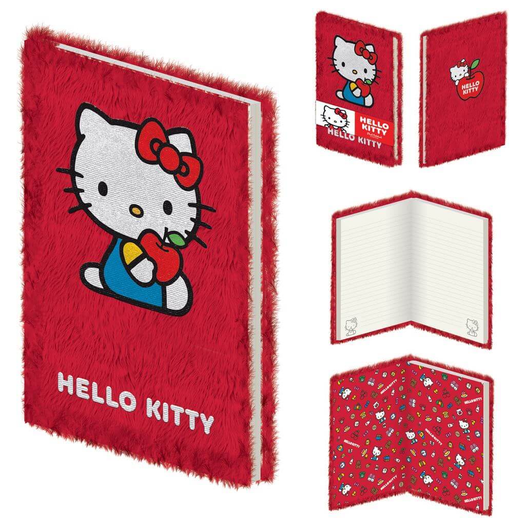 🍎 Hello Kitty Apple A5 Plush Notebook: Furry Cuteness for Your Notes!