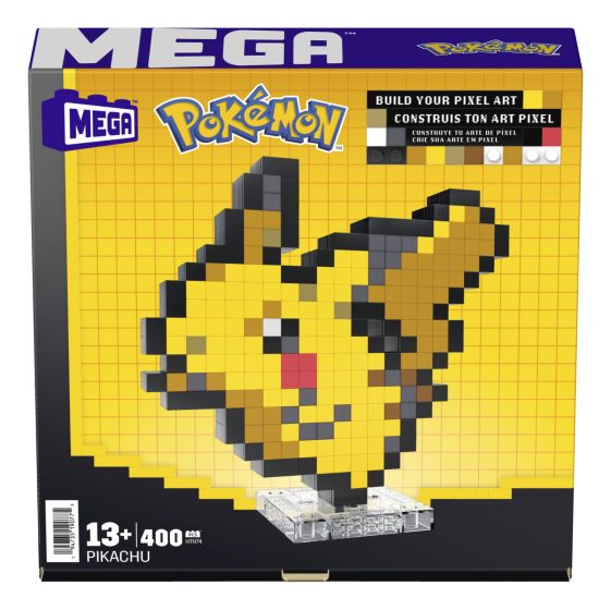 Mega Pokemon Pikachu Pixel Art Building Brick Set retro display