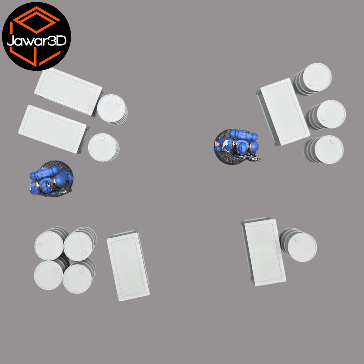 Oil Barrels x10 + Crates x5 - 28mm Wargaming Scatter Terrain Scenery Tabletop Jawar3d