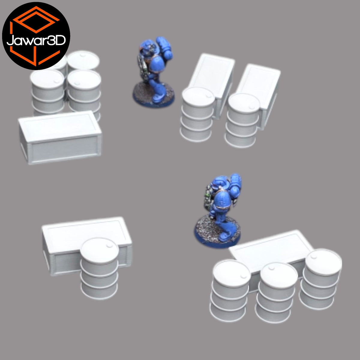 Oil Barrels x10 + Crates x5 - 28mm Wargaming Scatter Terrain Scenery Tabletop Jawar3d