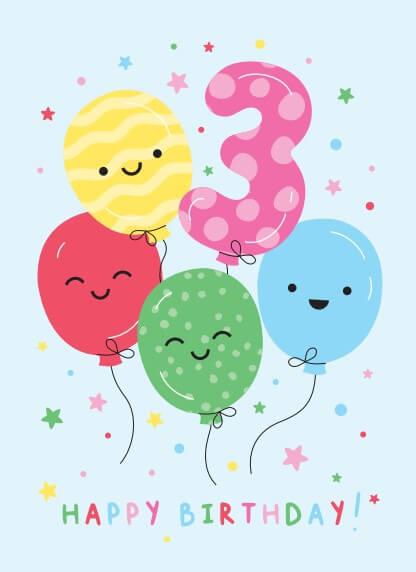 Happy Birthday Card - Age 3 (105 x 148 mm) Curious Minds