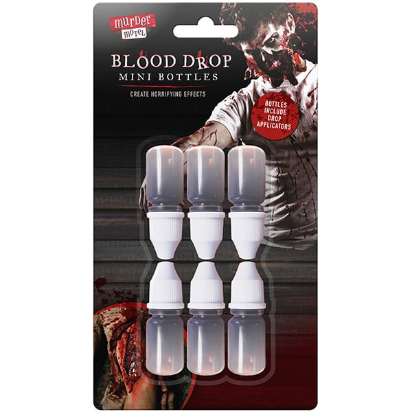 Pack of 6 Halloween Mini Fake Blood Bottles with Drop Applicators Curious Minds