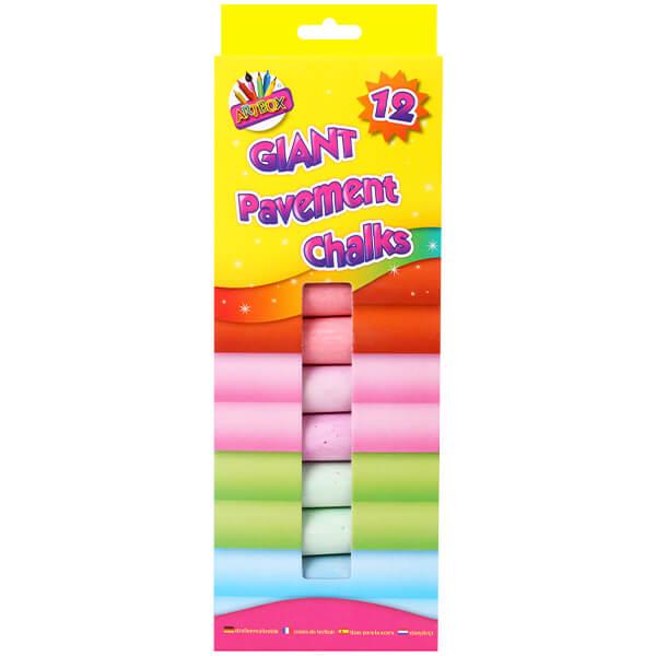 Children's Pack of 12 Giant Pavement Chalks in Pastel Colours Curious Minds