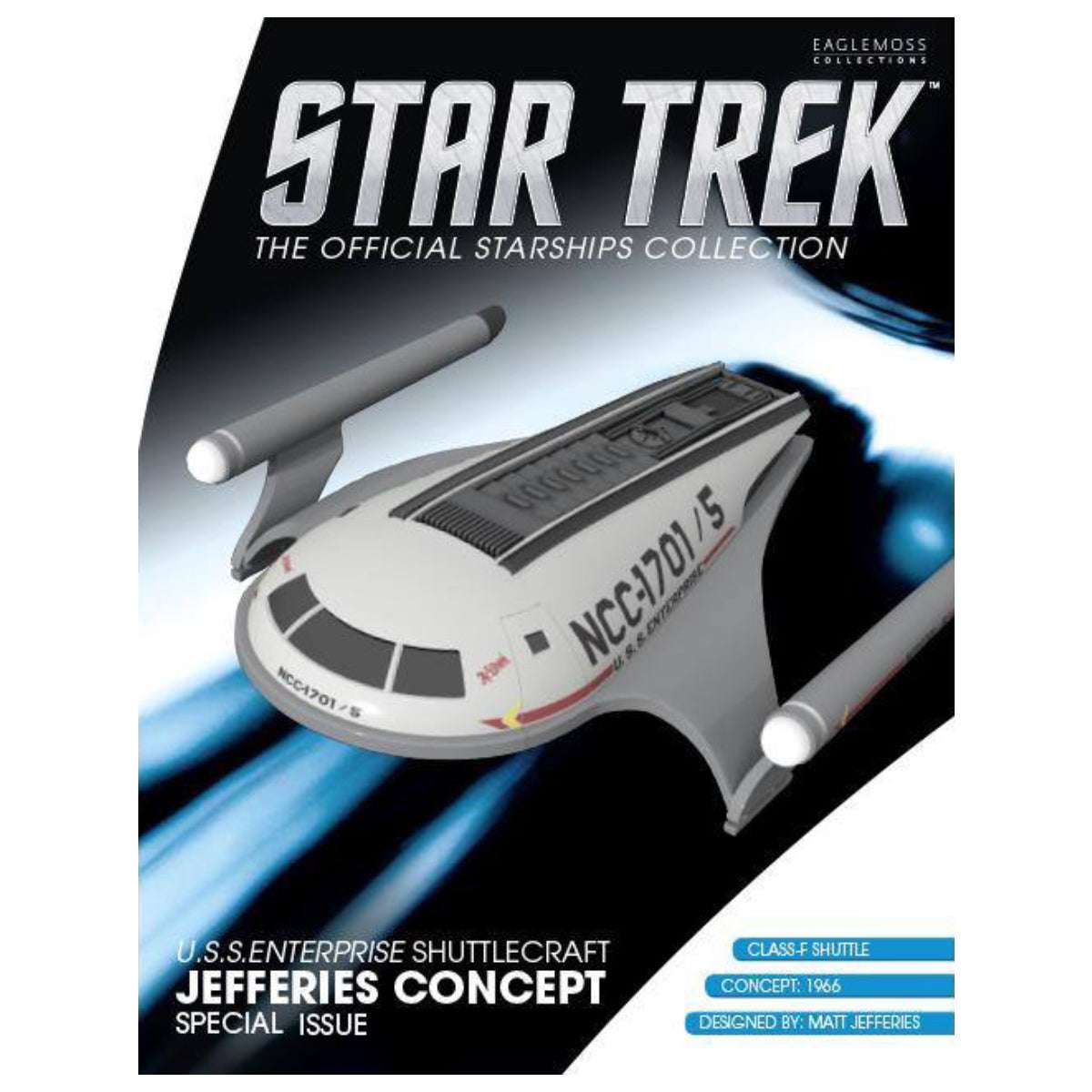 #18 U.S.S. Enterprise Shuttlecraft NCC-1701 / 5 "Al-Biruni" Matt Jefferies Shuttle Concept (TOS) Model Diecast Ship (Eaglemoss / Star Trek) Real Merch