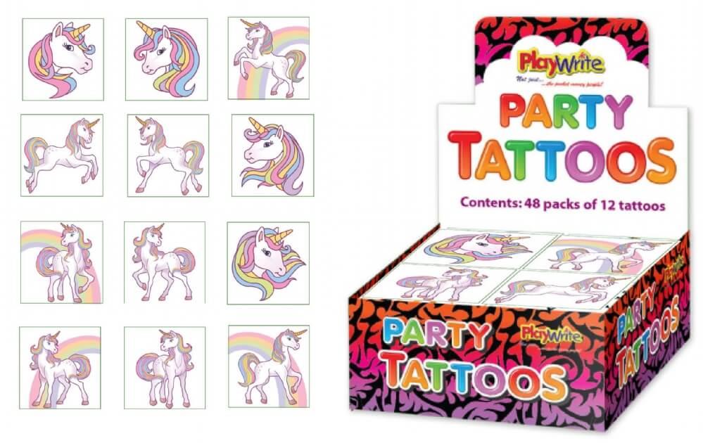 Children's Colourful Unicorn Themed Temporary Tattoos (Pack of 12) Curious Minds