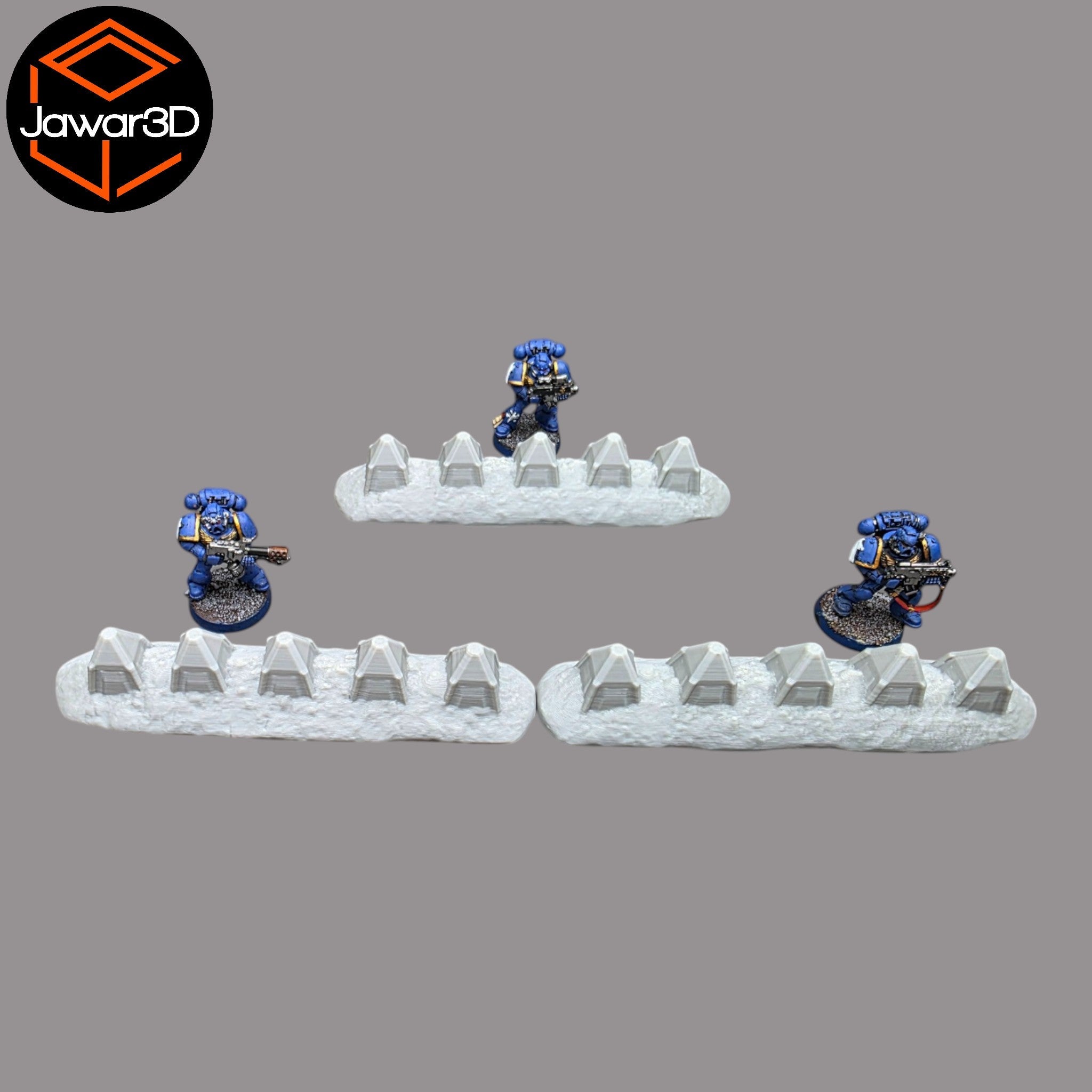 Tank Trap Wall x3 - 28mm Wargaming Scatter Terrain Scenery Tabletop Miniature Jawar3d