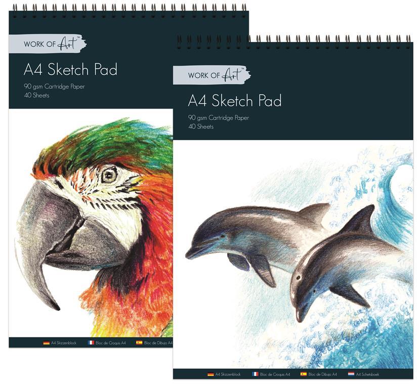 A4 Premium Quality Artists Sketch Pad with 40 Sheets of 90gsm Paper Curious Minds