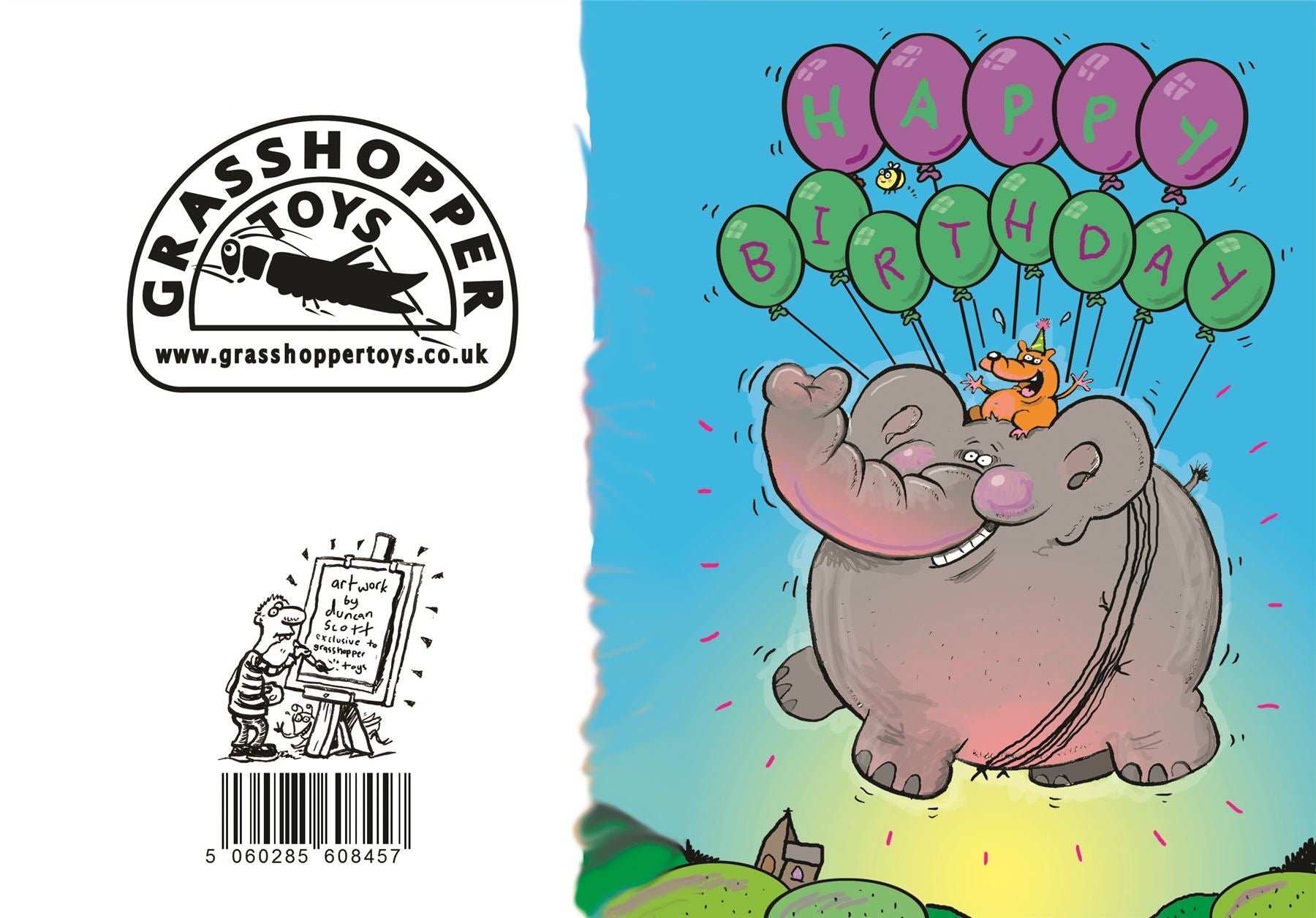 Floating Balloon Elephant Children's Birthday Card (105 x 148 mm) Curious Minds
