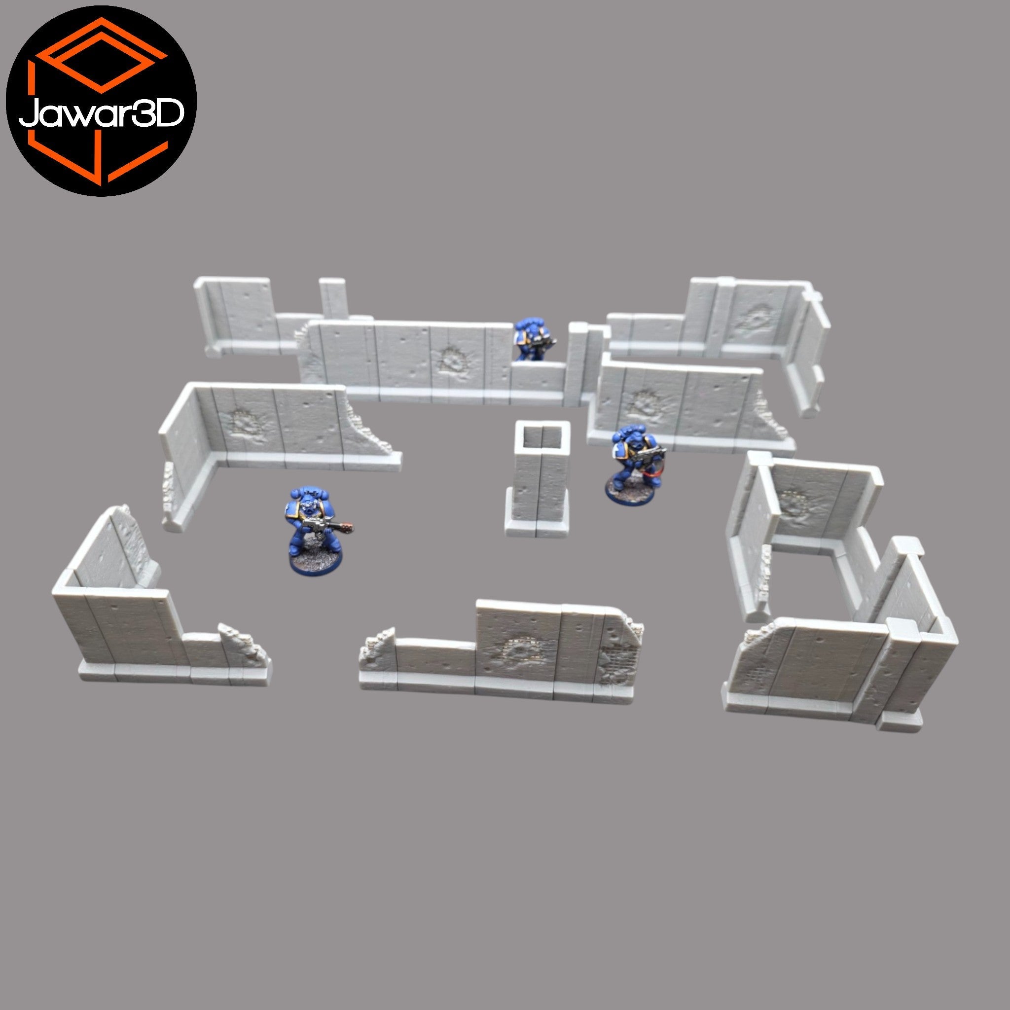 Blasted Walls Set - 28mm Wargaming Scatter Terrain Scenery Tabletop Miniature Jawar3d