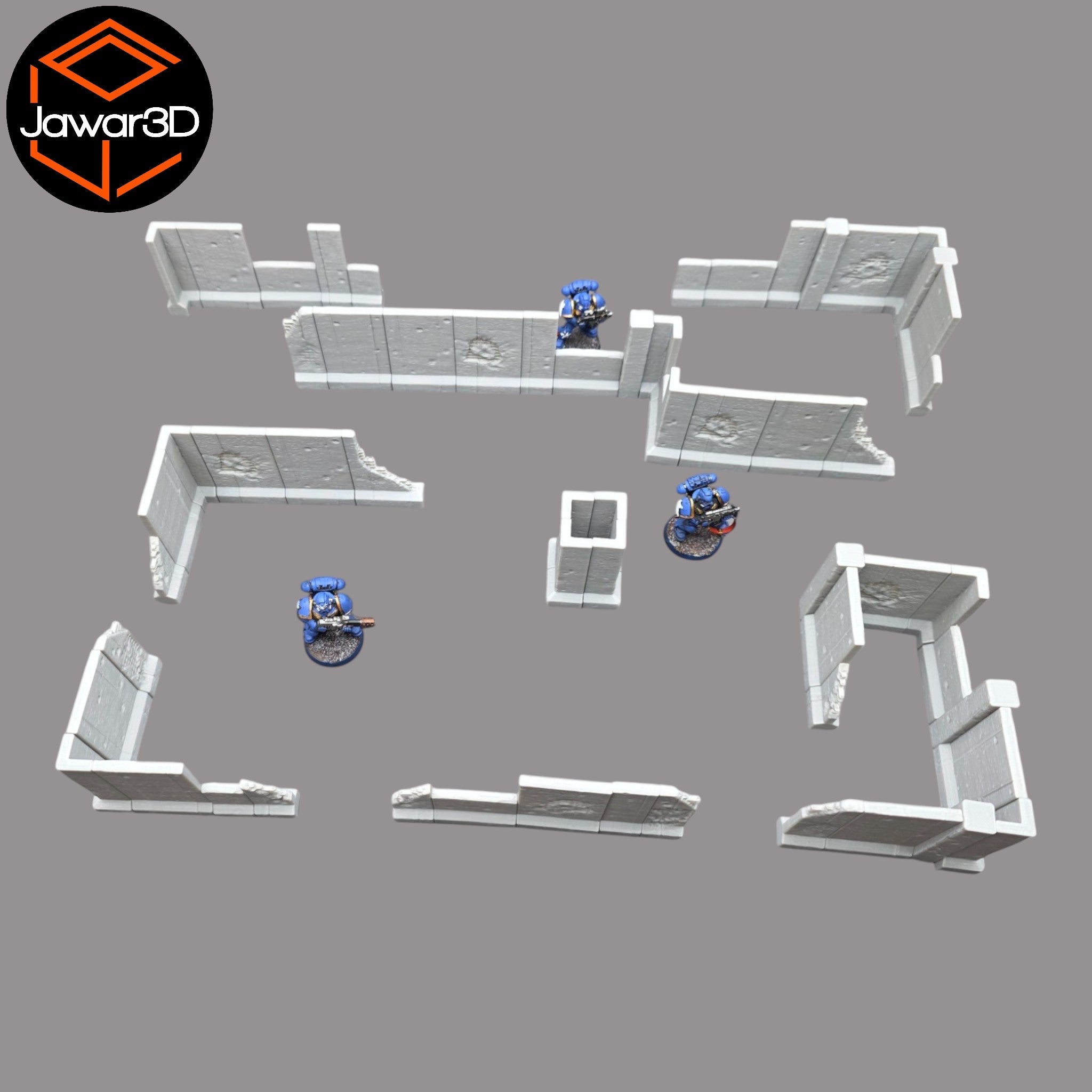 Blasted Walls Set - 28mm Wargaming Scatter Terrain Scenery Tabletop Miniature Jawar3d