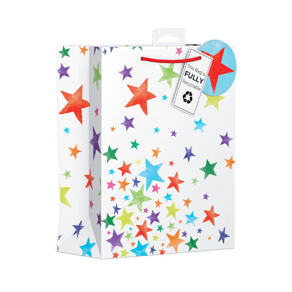 Medium Gift Bag with Bright Stars Design (W215 x H265 x D100 mm) Curious Minds