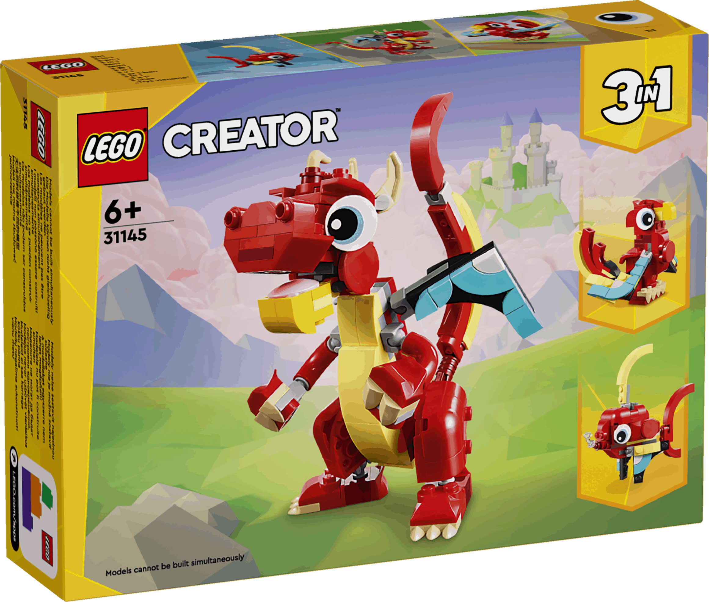 Lego Creator 3 in 1 31145 Red Dragon Buildable Playset for Ages 6 & Up Curious Minds