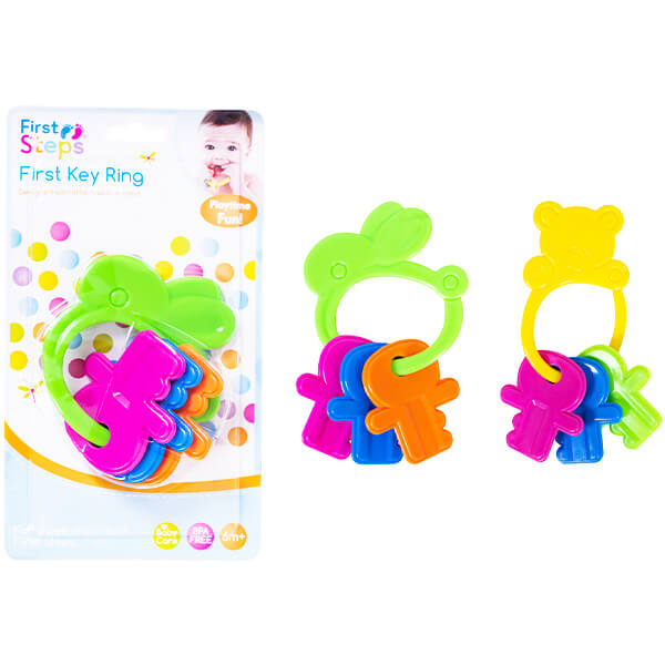Baby's First Key Ring Rattle and Teether Toy in Assorted Designs Curious Minds