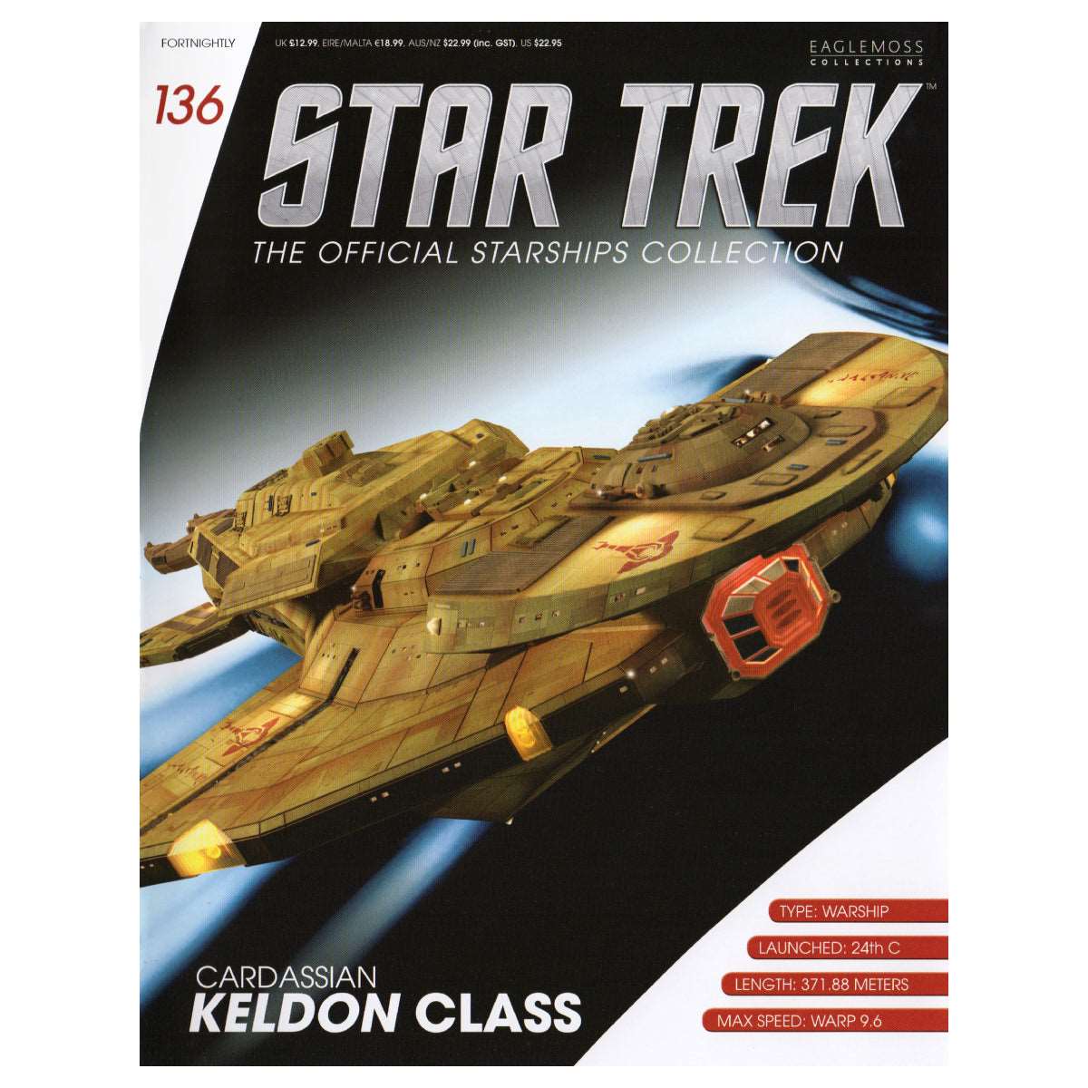 #136 Cardassian Keldon Class Cruiser Model Die Cast Ship (Eaglemoss / Star Trek) Real Merch