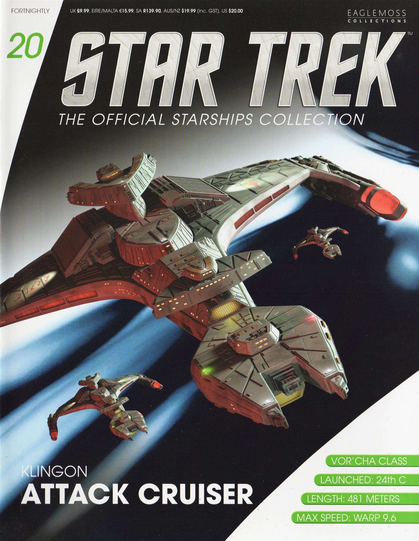 #20 Klingon Attack Cruiser (Vor'cha-class) Model Diecast Ship (Eaglemoss / Star Trek) Real Merch
