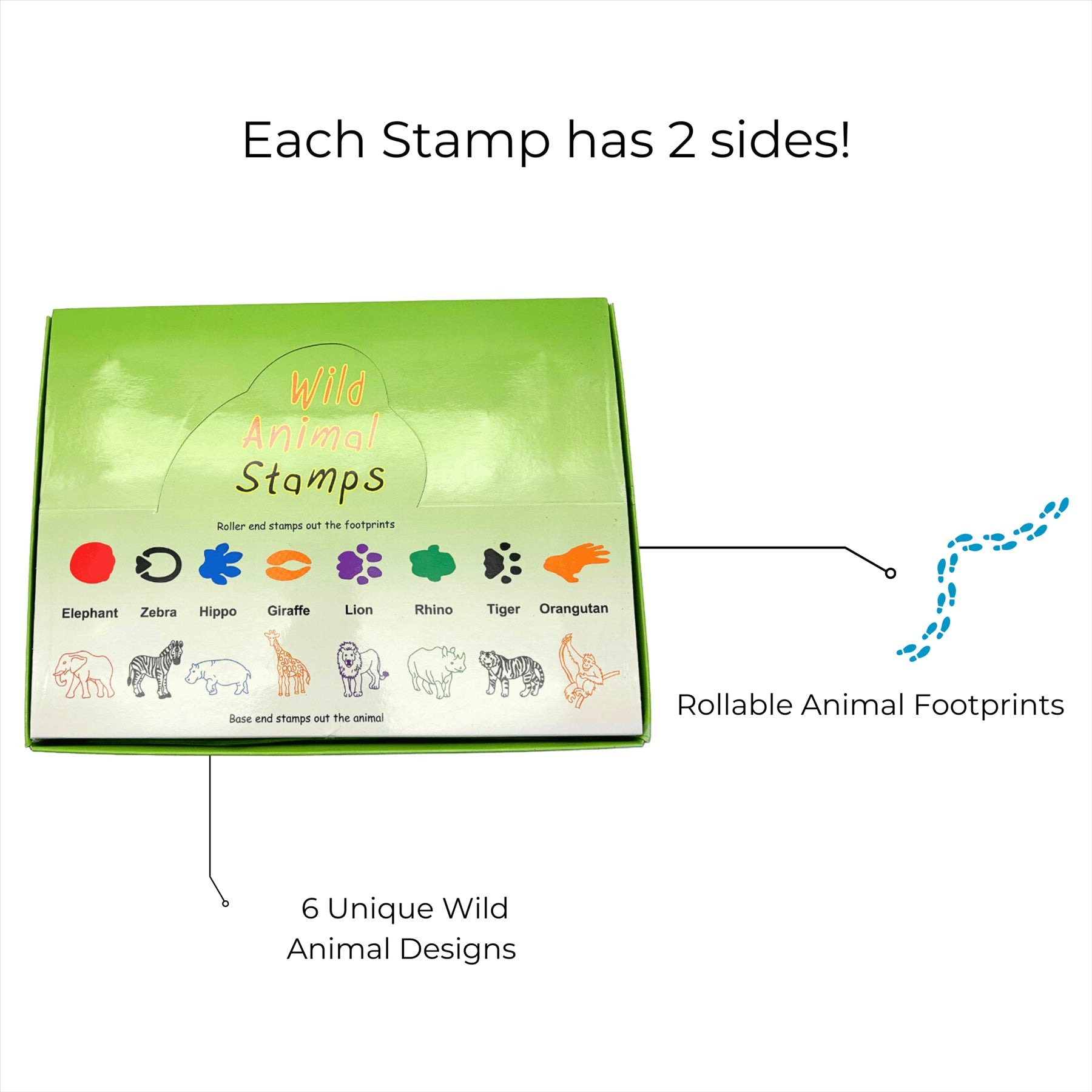 Double Sided Self Inking Wild Animal Stamper with Roller (single) Curious Minds