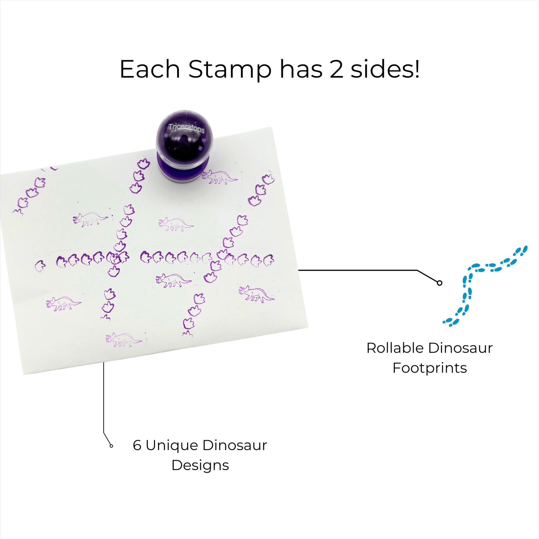 Double Sided Self Inking Dinosaur Stamper with Roller (single) Curious Minds
