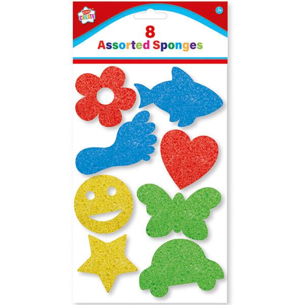 Children's Pack of 8 Fun Assorted Sponges for Arts and Crafts Curious Minds