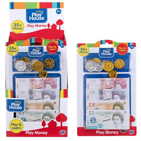Children's Pretend Bank Notes & Coins Play Money Set Curious Minds