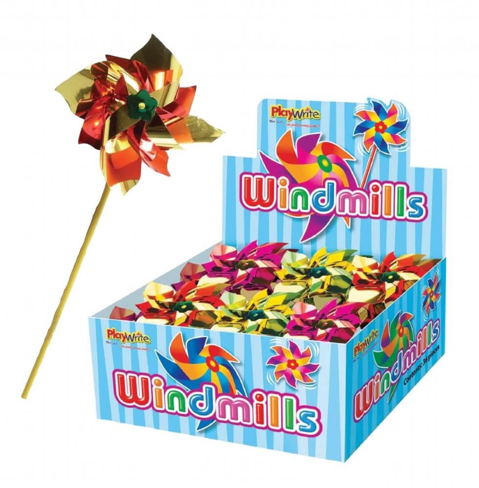 Children's 40cm Multicoloured Foil Windmills with Plastic Handle Curious Minds