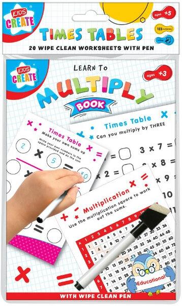 Children's Wipe Clean Times Tables & Multiplication Workbook Curious Minds