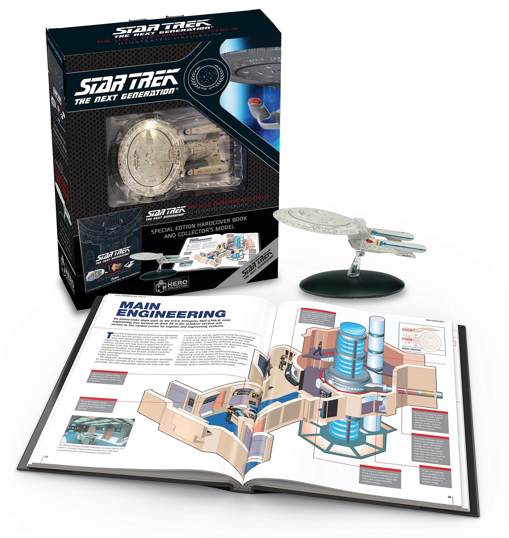 U.S.S. ENTERPRISE NCC-1701-D Handbook & Diecast Ship Picard The Next Generation (Eaglemoss / Star Trek) New Real Merch