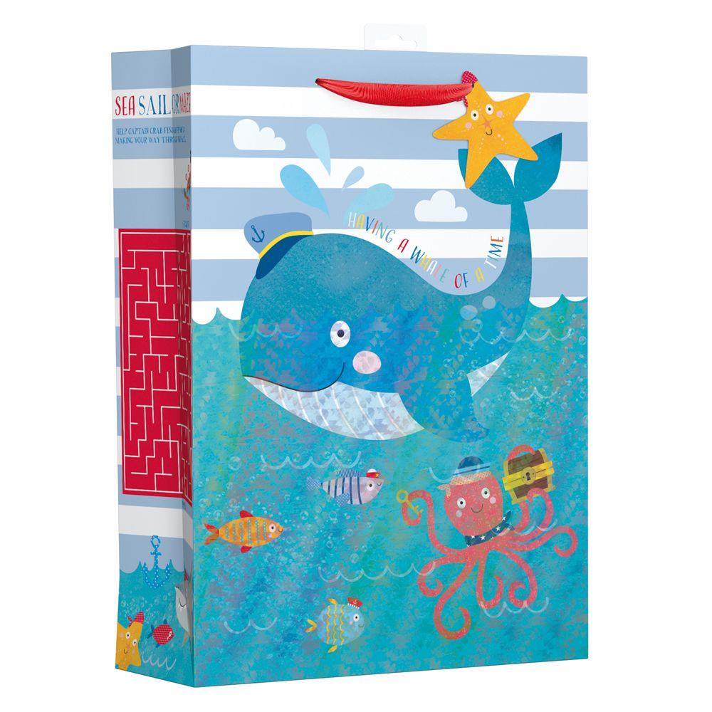 Medium Gift Bag with Whale Design & Fun Games (W215 x H265 x D100 mm) Curious Minds