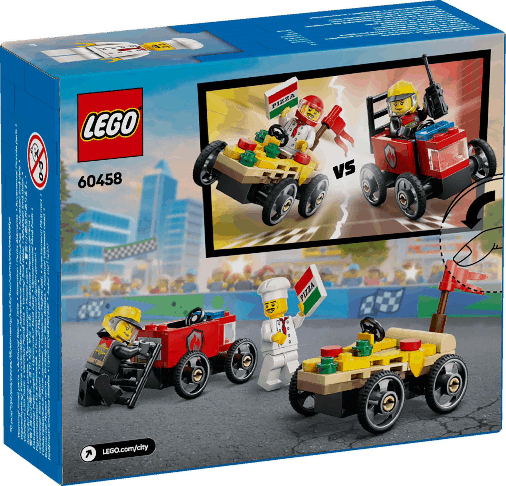 Lego City 60458 Pizza Vs. Fire Truck Race Car Pack for Ages 5 and Up Curious Minds