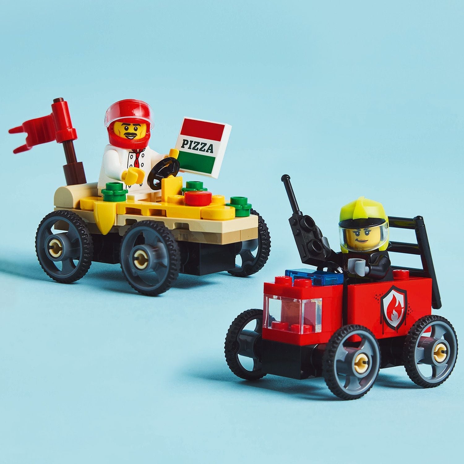 Lego City 60458 Pizza Vs. Fire Truck Race Car Pack for Ages 5 and Up Curious Minds