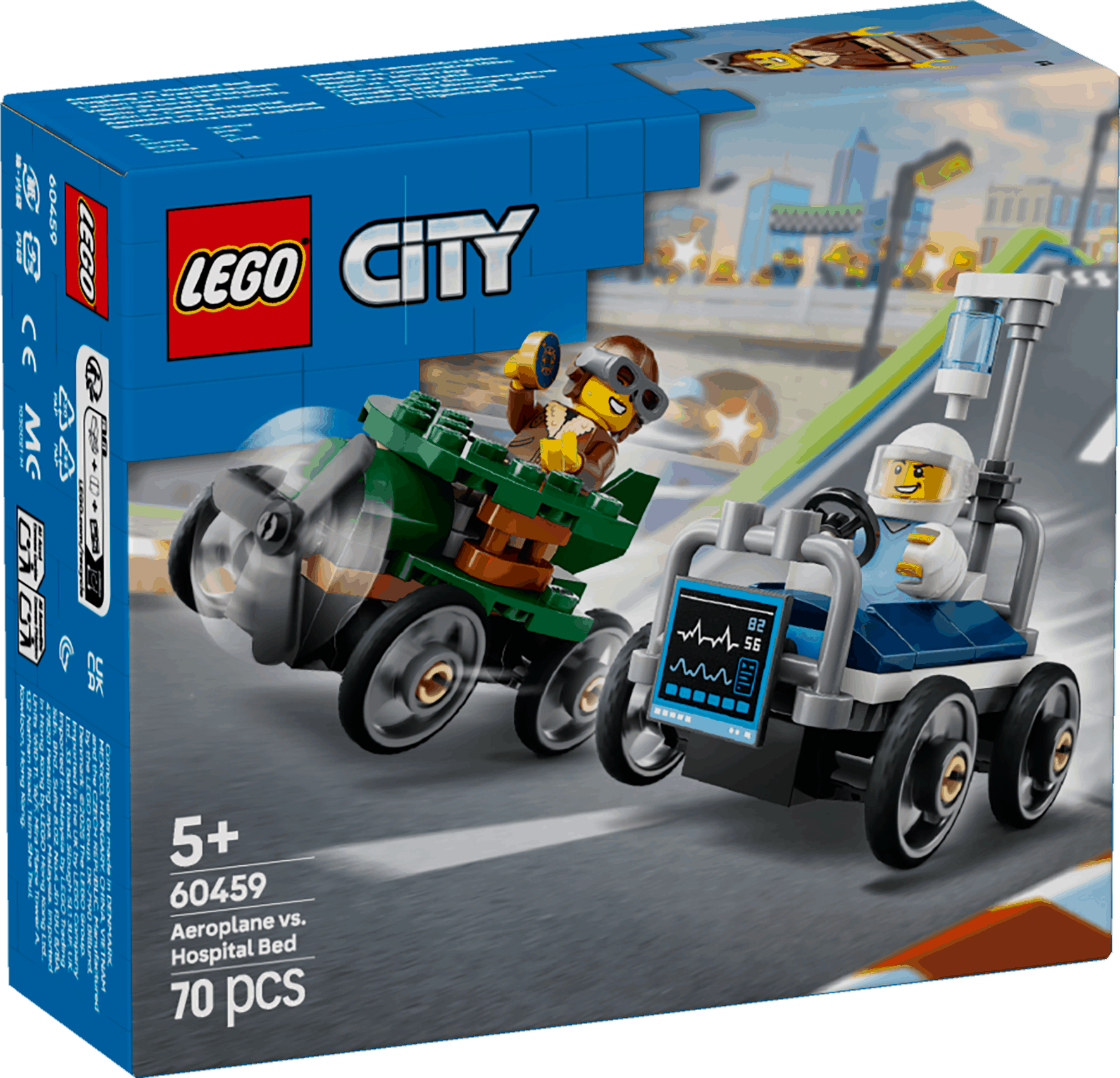 Lego City 60459 Airplane Vs. Hospital Bed Race Car Pack for Ages 5+ Curious Minds