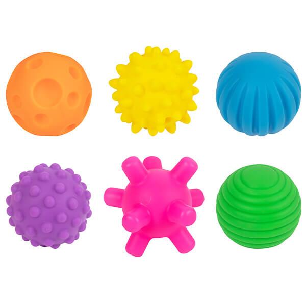 Gift Box of Six Colourful and Textured Sensory Balls for Babies Curious Minds