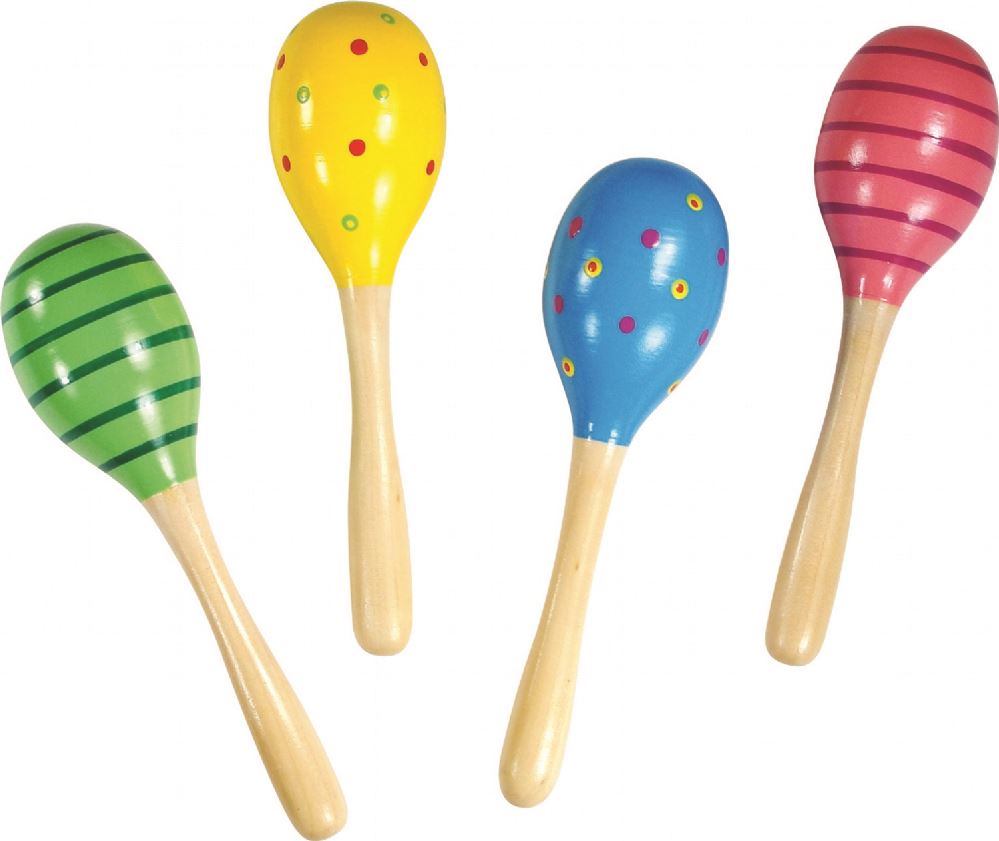 Children's 19cm Colourful Patterned Wooden Maraca Musical Toy Curious Minds