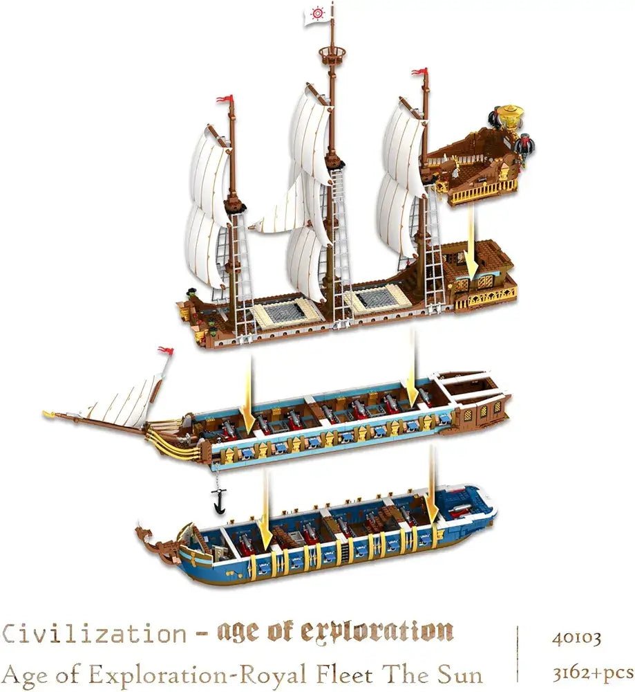 JMBricklayer Ship - Age Of Exploration Royal Fleet - The Sun Building Brick Set 40103 JMBricklayer