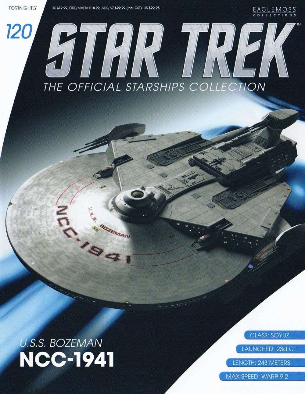 #120 U.S.S. Bozeman NCC-1941 (Soyuz Class) Model Diecast Ship (Eaglemoss / Star Trek) Real Merch