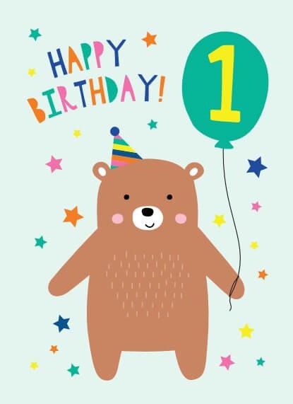 Happy Birthday Card - Age 1 (105 x 148 mm) Curious Minds