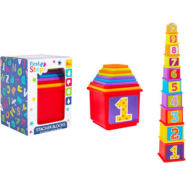 Baby's Colourful Numbered Stacker Blocks Play Set for Early Learning Curious Minds