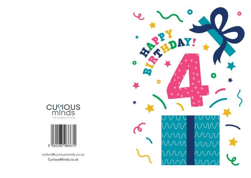 Happy Birthday Card - Age 4 (105 x 148 mm) Curious Minds