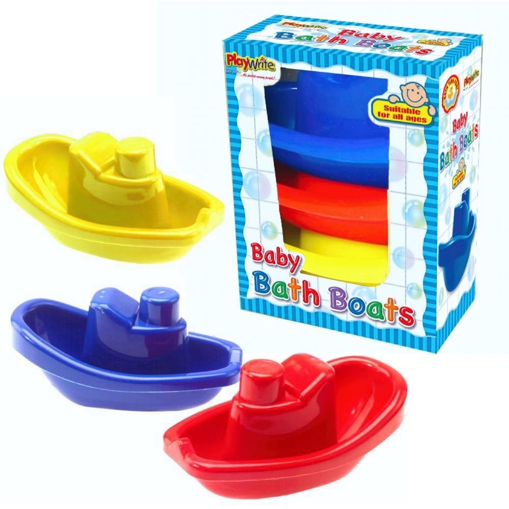 Set of Three Colourful Floating Bath Time Boats for Babies Curious Minds