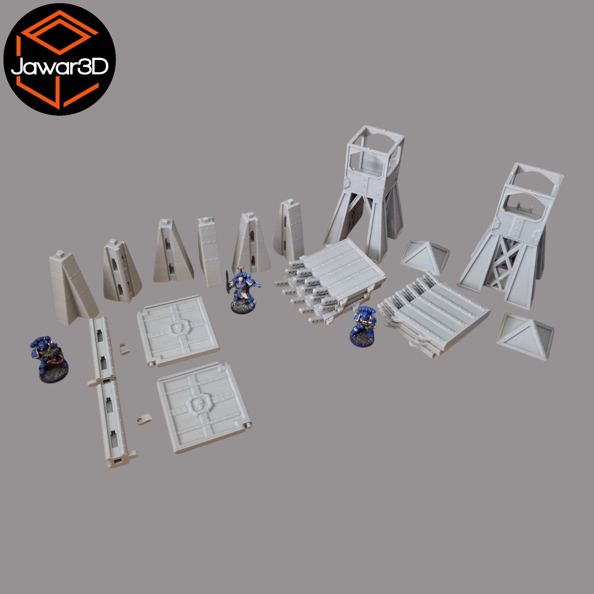 Command Station Watch Tower + Walls - 28mm Wargaming Scatter Terrain Scenery Jawar3d