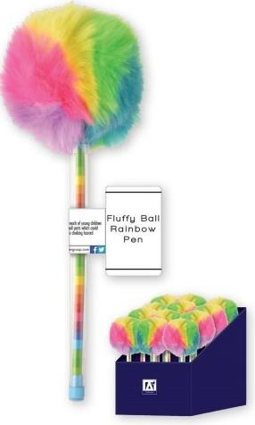 Children's Super Fun Rainbow Fluffy Pom Pom Pen (single) Curious Minds
