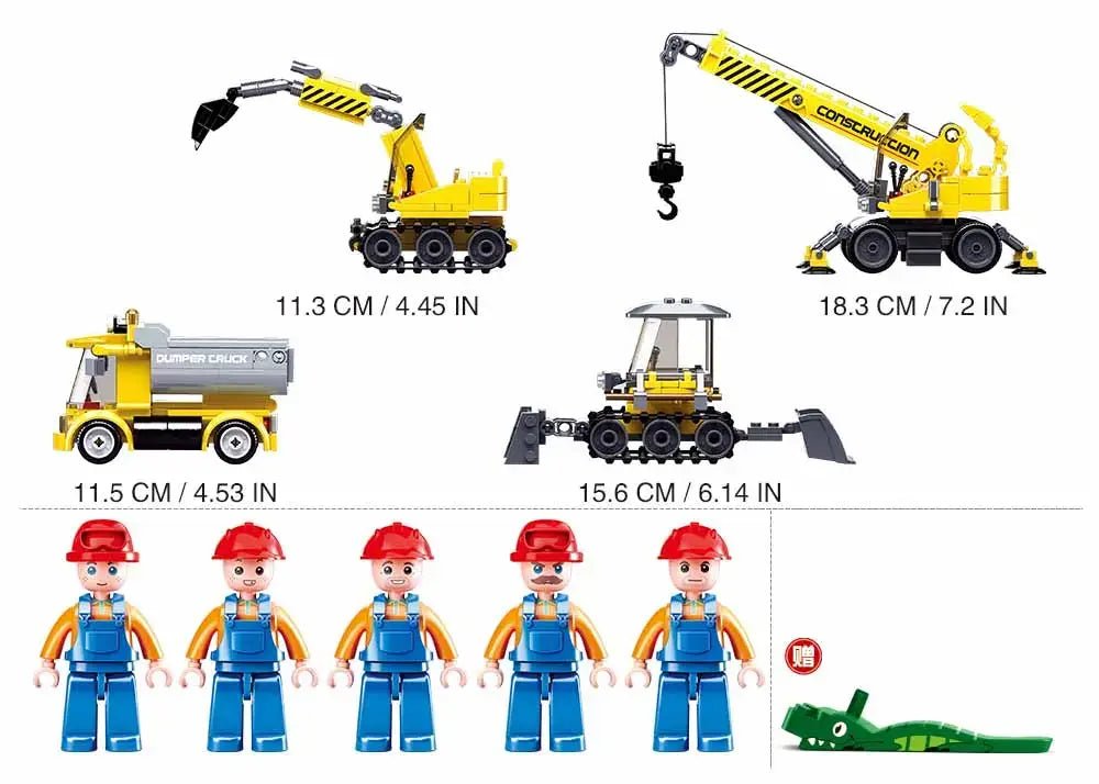 Sluban Town Construction 4 Vehicle Building Brick Set Sluban