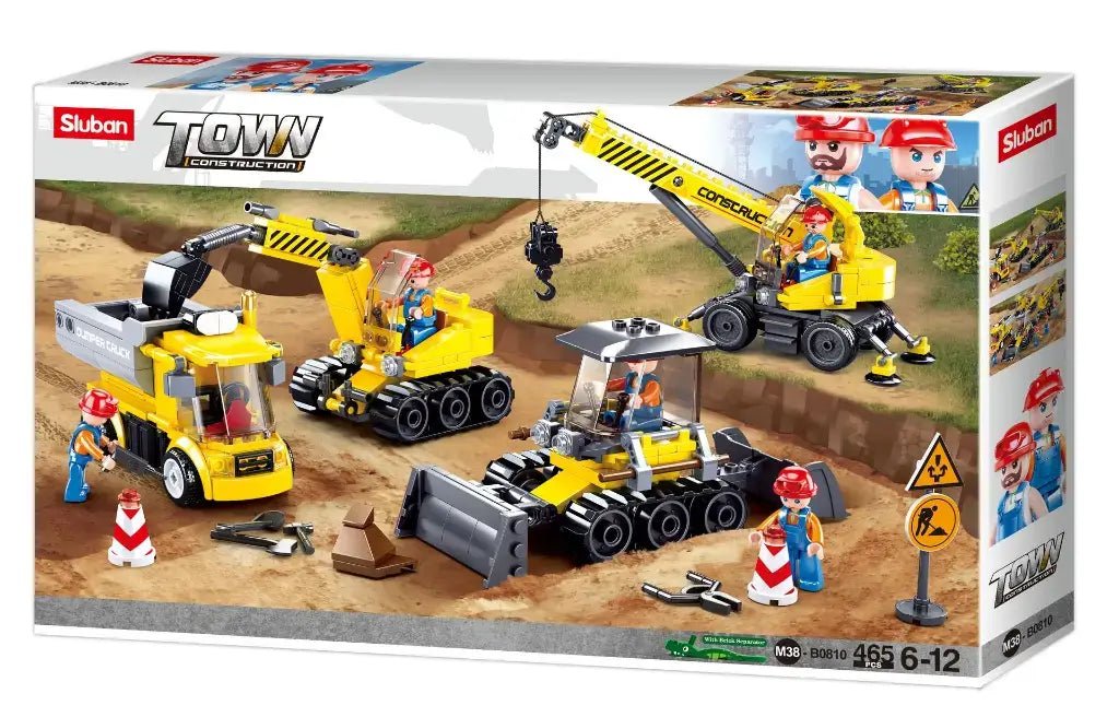 Sluban Town Construction 4 Vehicle Building Brick Set Sluban